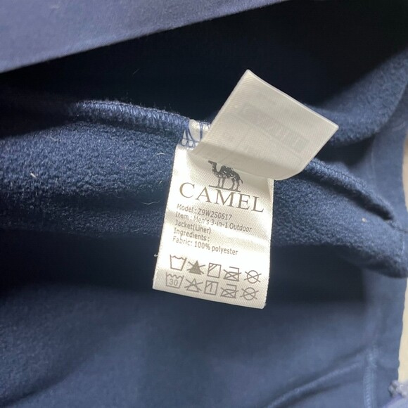 Vintage Camel Cigarette Jacket Mens L Blue Flannel Lined Full Zip Snap Coat Hood - Picture 10 of 16